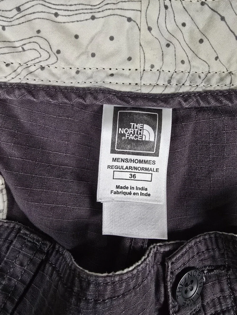The North Face Mens Sz 36 Classic Zip Up Cargo Shorts Gray 100% Cotton